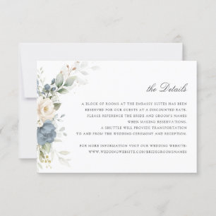 Floral Dusty Blue Greenery Wedding Details Insert Invitation