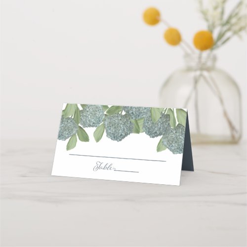 Floral Dusty Blue Hydrangea Simple Elegant Place Card