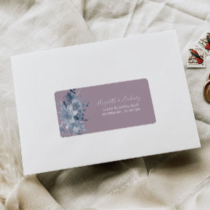 Floral Dusty Blue Mauve Wedding RSVP Address Label