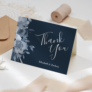 Thank You Place Setting Cards With Dusty Blue Chiffon Ribbon – DorisHome