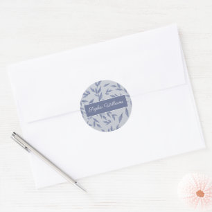 Floral dusty blue product label sticker
