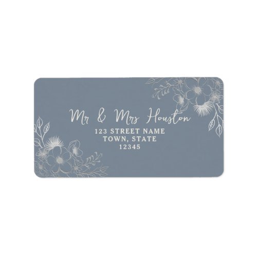 Floral Dusty Blue Return Address Label