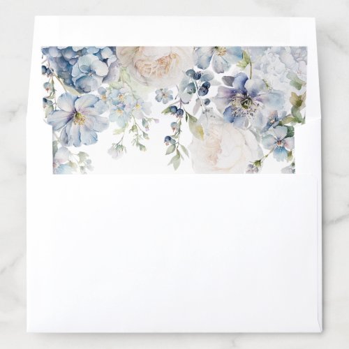 Floral Dusty Blue Romantic Roses Envelope Liner