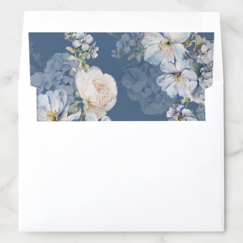 Floral Dusty Blue Romantic Roses Envelope Liner