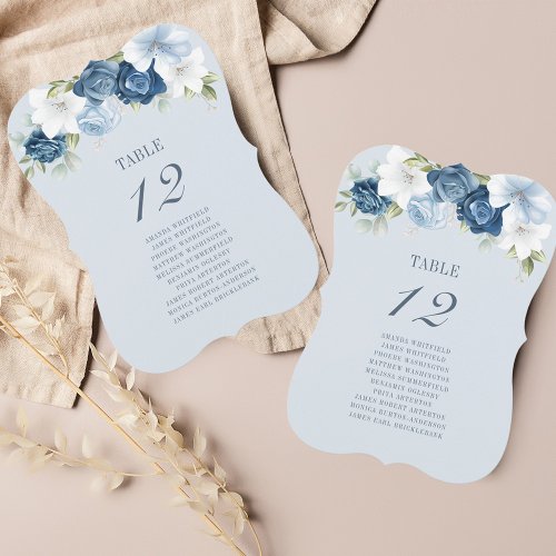 Floral Dusty Blue Table Number 12 Seating Chart