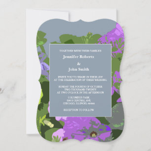 Floral Dusty Blue Violet Artsy Elegant Wedding Invitation