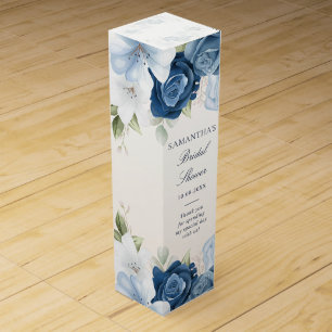 Floral Dusty Blue Watercolor Bridal Shower Wine Box