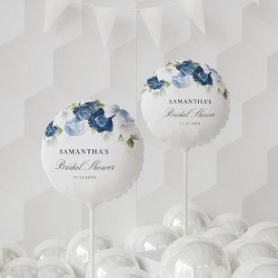 Floral Dusty Blue Watercolor Script Bridal Shower Balloon