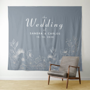 Floral Dusty Blue Wedding Backdrop