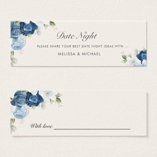 Floral Dusty Blue Wedding Date Night Jar Card