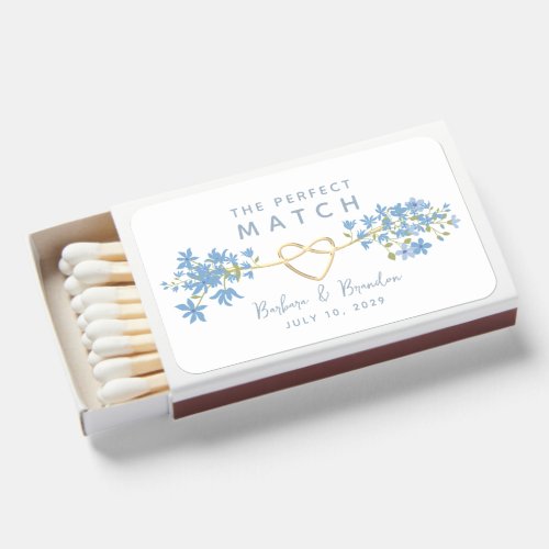 Floral Dusty Blue Wedding Favor Matchboxes