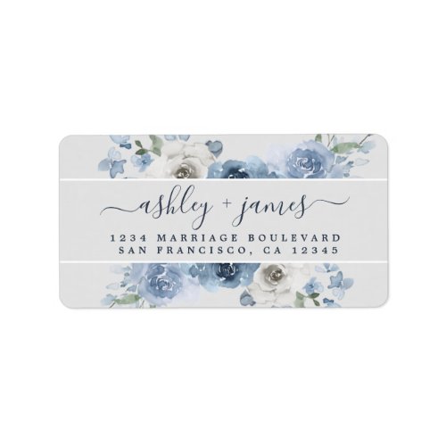 Floral Dusty Blue Wedding Return Address  Label