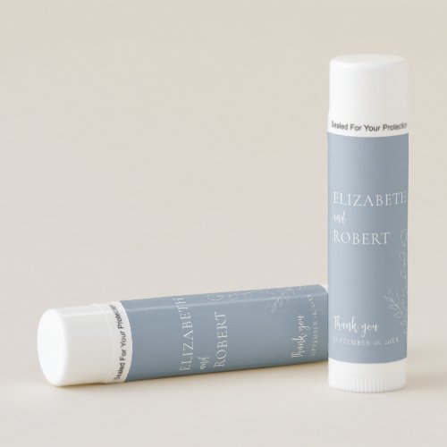 Floral Dusty Blue Wedding Script Elegant Minimal Lip Balm