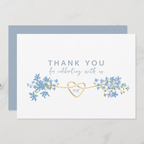 Floral Dusty Blue Wedding Thank You Card