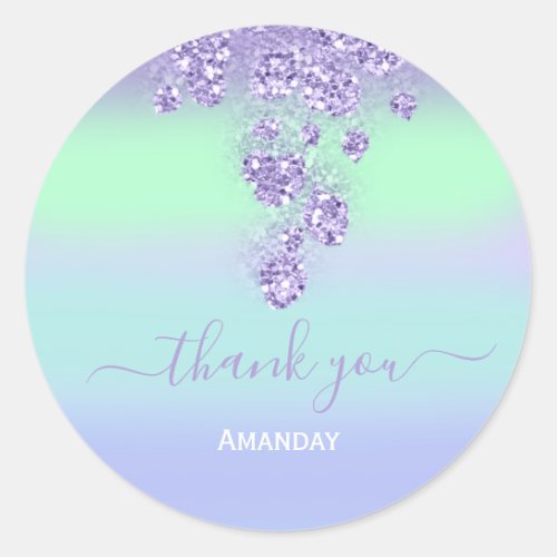 Floral Dusty Purple Spring Bridal Name  Sweet 16th Classic Round Sticker