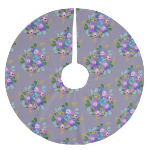 Floral Dusty Purple Spring Flowers Pretty Garden Brushed Polyester Tree Skirt