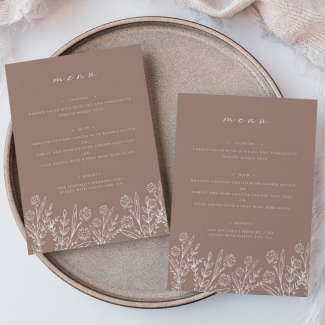 Floral Dusty Rose 5x7" Wedding Table Flat Menu (Creator Uploaded)