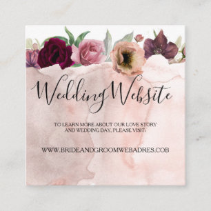 Floral Dusty Rose and Burgundy Wedding Website Enclosure Card