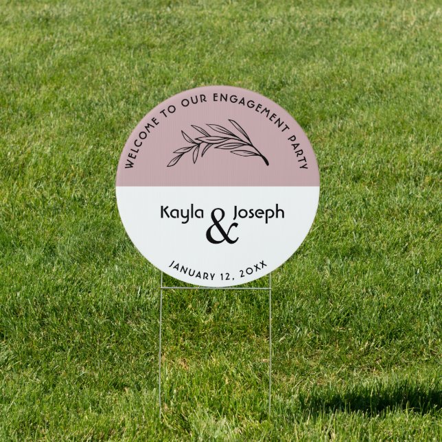 Floral Dusty Rose Engagement Party Welcome sign (Insitu)