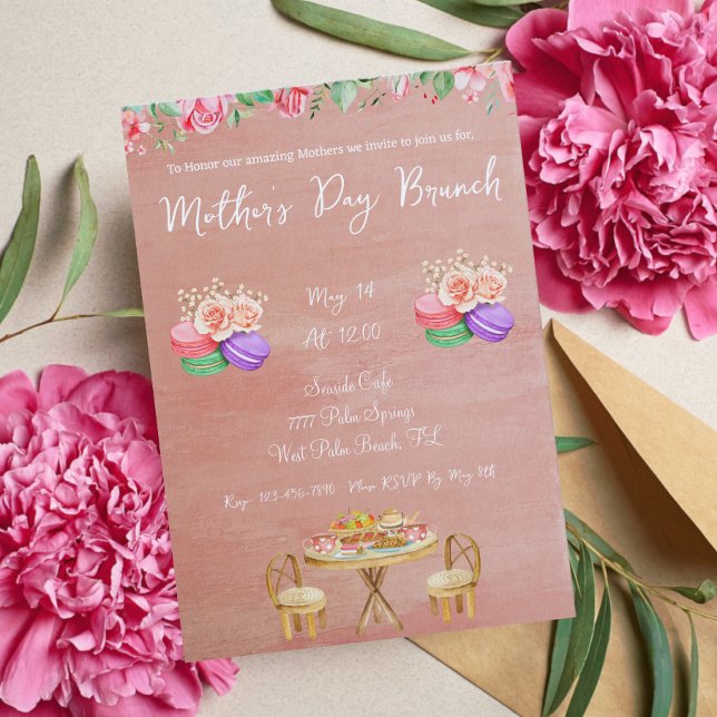  Floral Dusty Rose Mother's Day Brunch Invitation (Creator Uploaded)