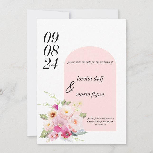 Floral Dusty Rose Save the date Invitation (Front)
