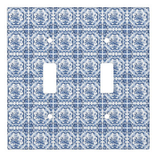 Floral Dutch Tiles Pattern Light Switch Cover