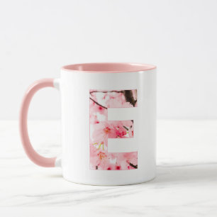 Floral E Initial Mug   Personalized Name & Traits