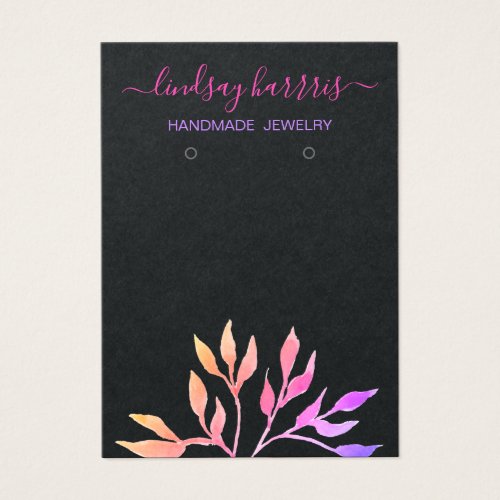 Floral Earrings Black Jewelry Display Card