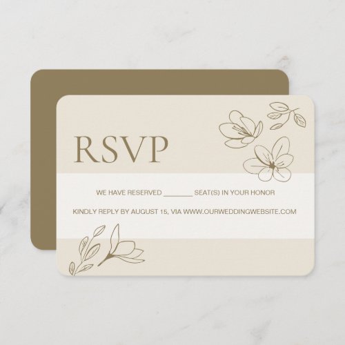 Floral Earth tone Reserved seats no mailing RSVP Card