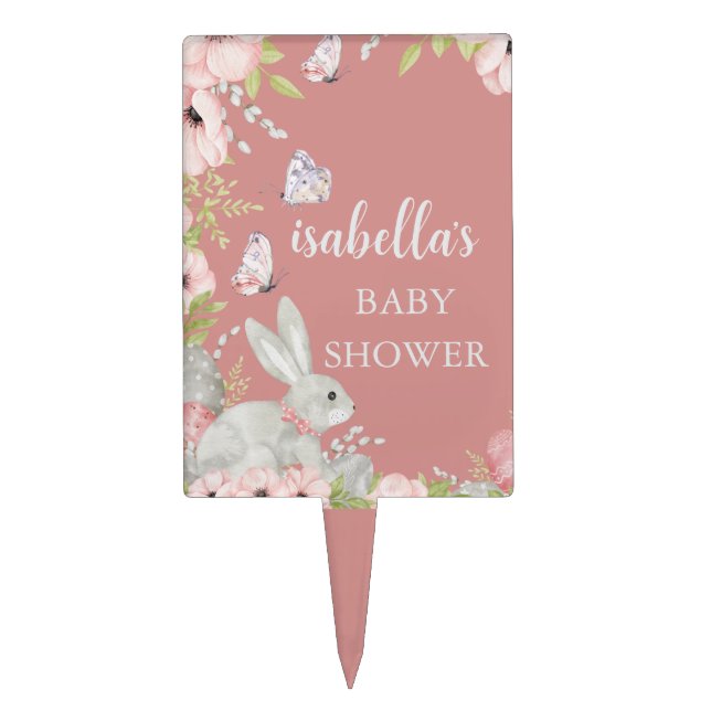 Floral Easter Baby Shower Cake Topper (Front)