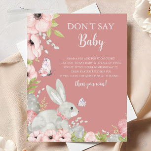 Floral Easter Baby Shower Don't Say Baby Game Poster