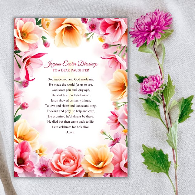 Floral Easter Blessings For Daughter Easter Prayer Holiday Card (Floral Easter Blessings For Daughter Easter Prayer Holiday Card)