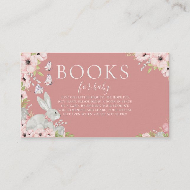 Floral Easter Book Request Baby Shower Enclosure Card (Front)