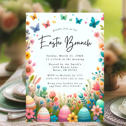 Floral Easter Brunch and Egg Hunt Invitation