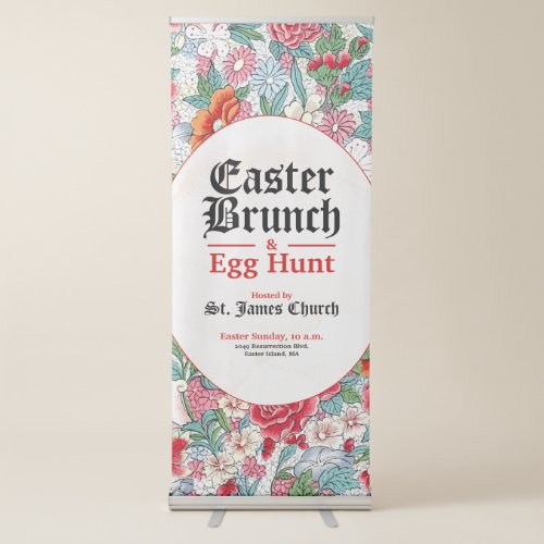 Floral Easter Brunch  Egg Hunt Event Invitation Retractable Banner