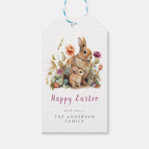 Floral Easter Bunnies Gift Tags