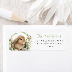 Floral Easter Bunny Address Label