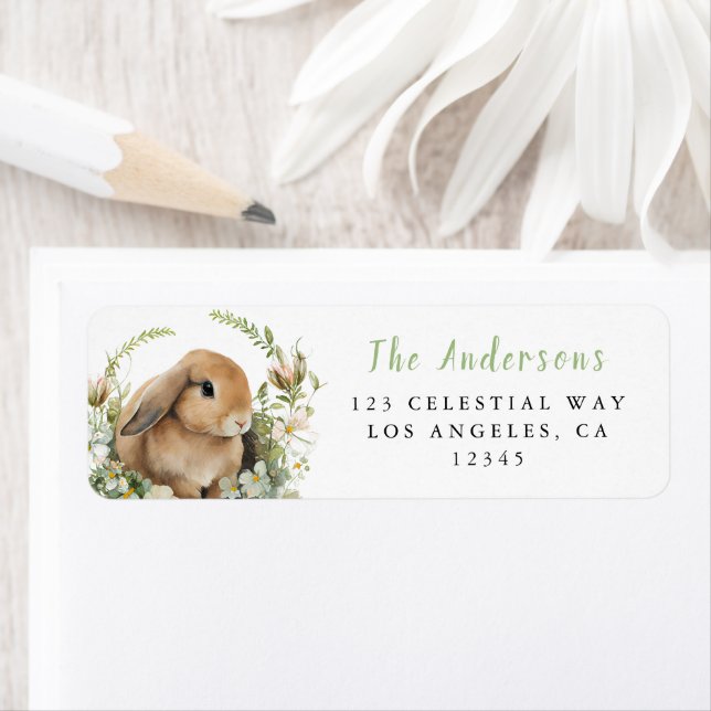 Floral Easter Bunny Address Label (Insitu)
