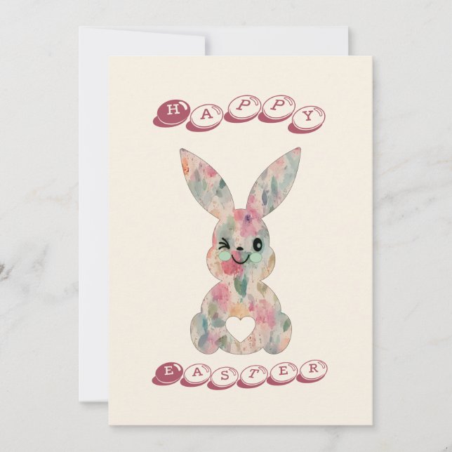 Floral Easter Bunny Card (Front)