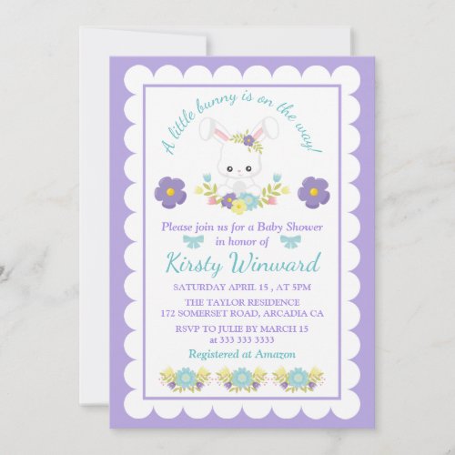 Floral Easter Bunny  Eggs Baby Shower Invitation