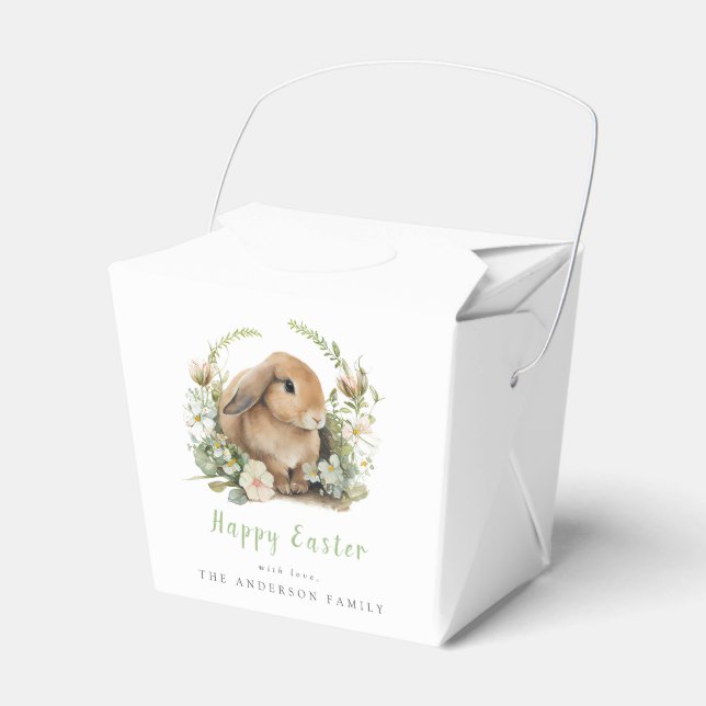 Floral Easter Bunny Favor Boxes (Front Side)