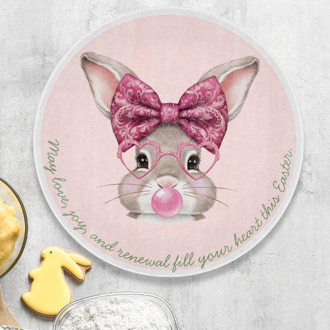 Floral Easter Bunny Glass Cutting Board (Floral Easter Bunny Glass Cutting Board)