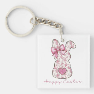 Floral Easter Bunny Keychain