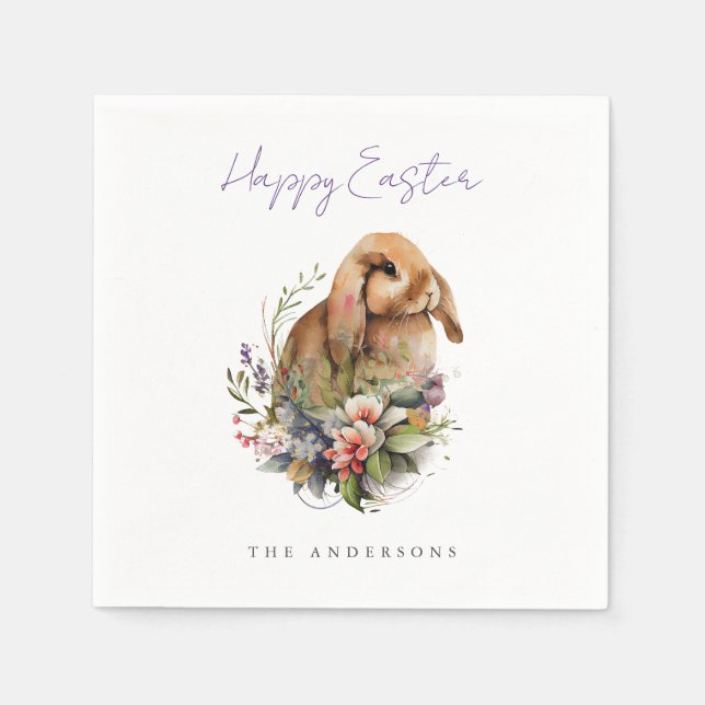 Floral Easter Bunny Napkins (Front)