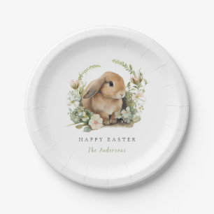 Floral Easter Bunny Paper Plates
