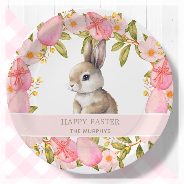 Floral Easter Bunny | Personalized   Paper Plates (Creator Uploaded)