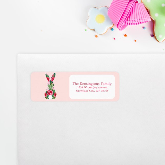 Floral Easter Bunny Personalized Return Address  Label (Floral Easter Bunny Personalized Return Address Label)