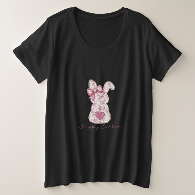 Floral Easter Bunny Plus Size T-Shirt (Design Front)
