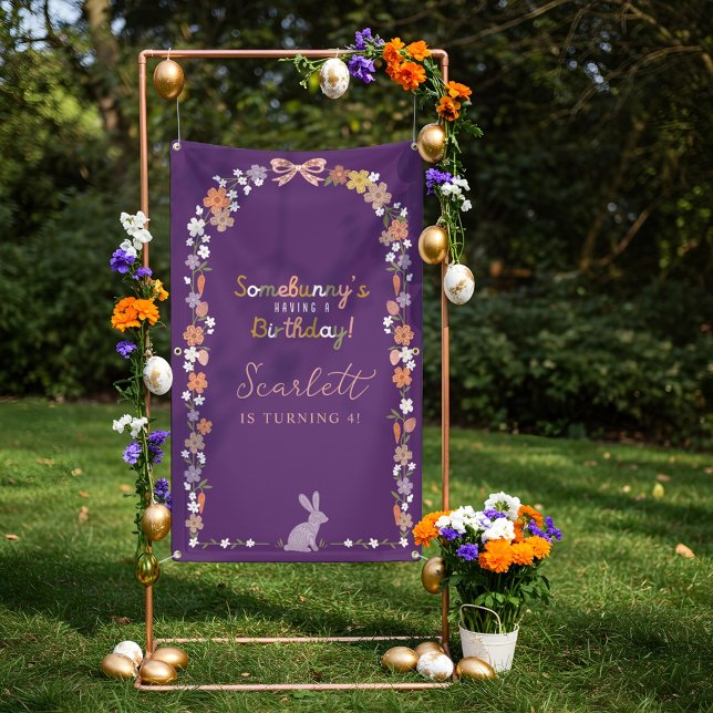 Floral Easter Bunny Somebunny’s Having a Birthday  Banner (Floral Easter Bunny Somebunny’s Having a Birthday Banner)