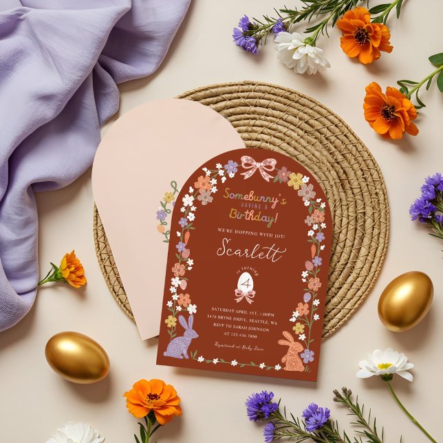 Floral Easter Bunny Somebunny’s Having a Birthday Invitation (Floral Easter Bunny Somebunny’s Having a Birthday Invitation)